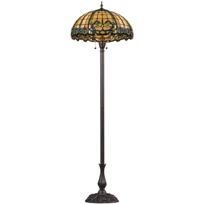 Tiffany Dragonfly 3 Light 63" Tall Hand-Crafted Floor Lamp with Stained Glass