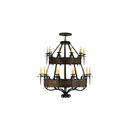 Costello 20 Light 48" Wide Taper Candle Style Chandelier - Burnished Copper / Wrought Iron Finish