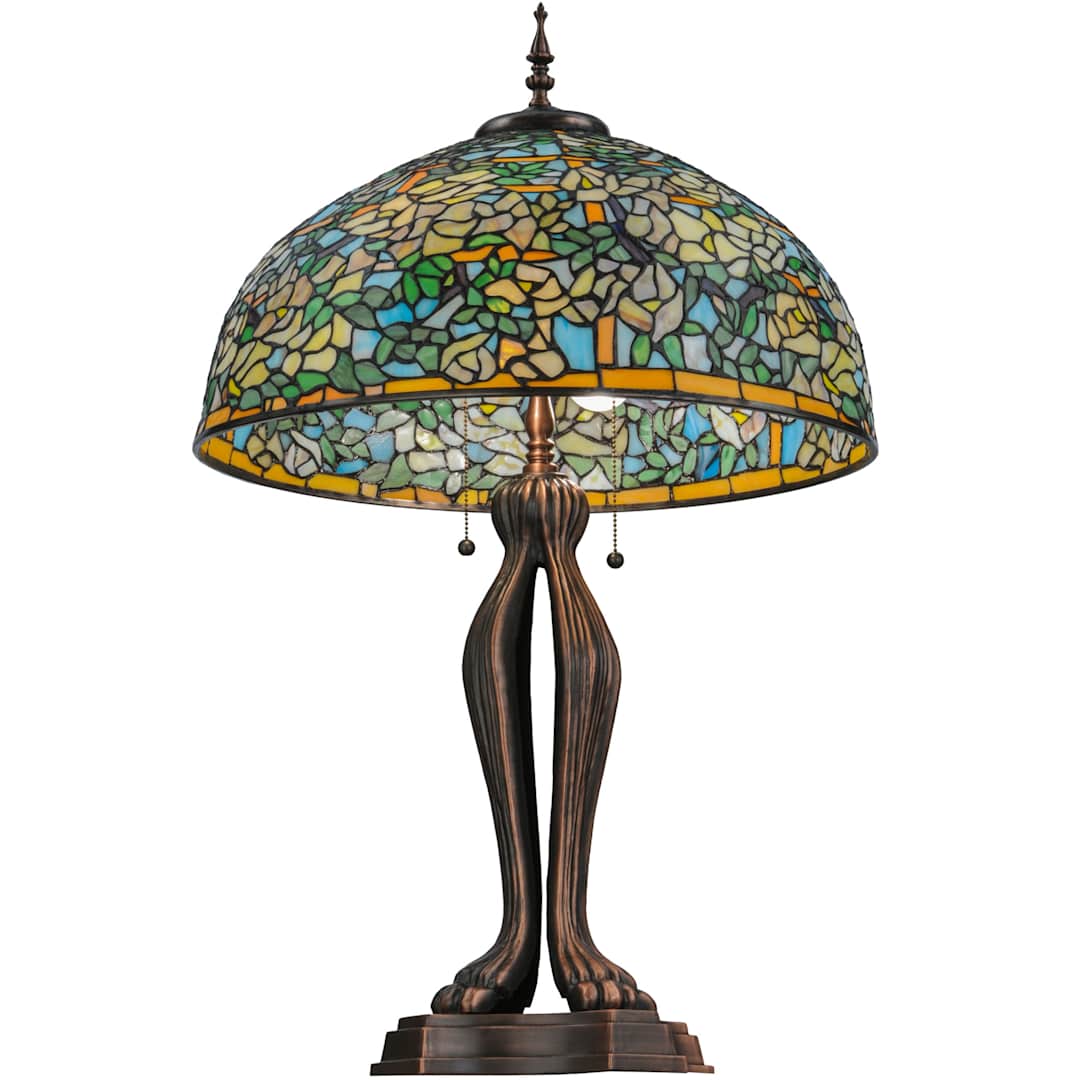Labernum Trellis 2 Light 35.5" Tall Hand-Crafted Table Lamp with Stained Glass