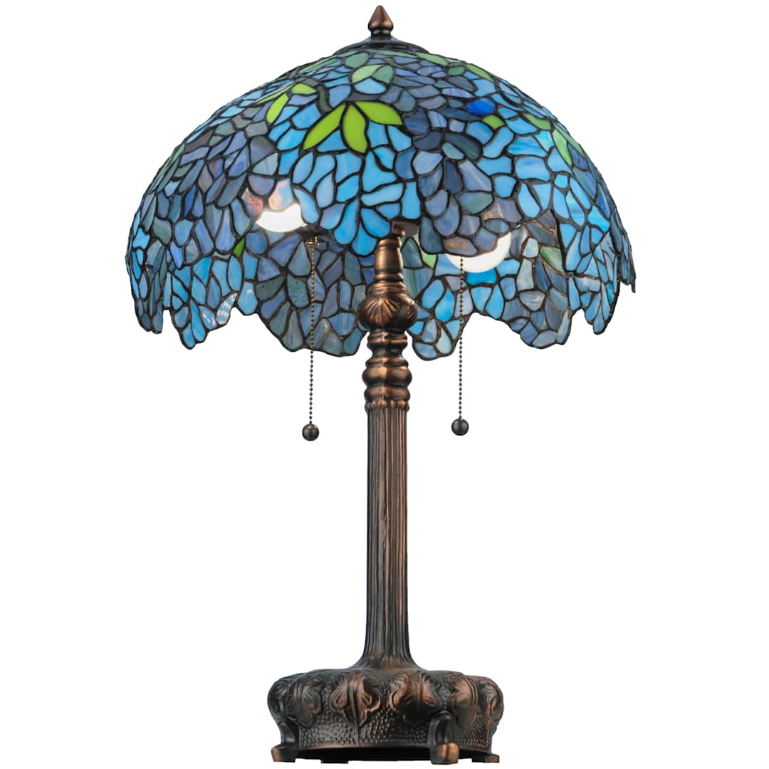 Wisteria 2 Light 25" Tall Hand-Crafted Table Lamp with Stained Glass