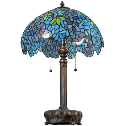Wisteria 2 Light 25" Tall Hand-Crafted Table Lamp with Stained Glass