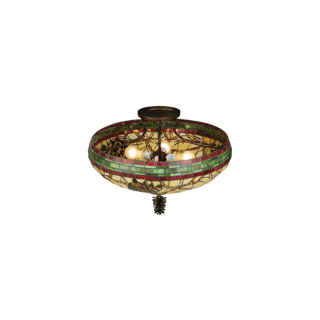 Pinecone 4 Light 19" Tall Semi-Flush Bowl Ceiling Fixture - Antique Copper Finish