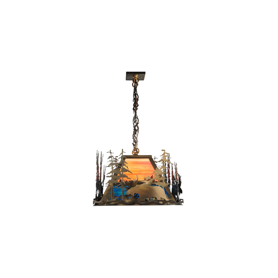 Moose through the Trees 6 Light 19" Wide Linear Pendant