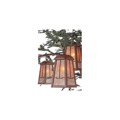 Pine Branch Valley View 12 Light 52" Wide Chandelier with Silver Mica Shades - Rust Finish