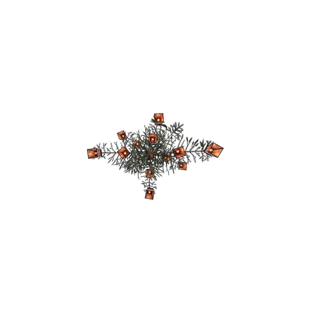 Pine Branch Valley View 12 Light 52" Wide Chandelier with Silver Mica Shades - Rust Finish