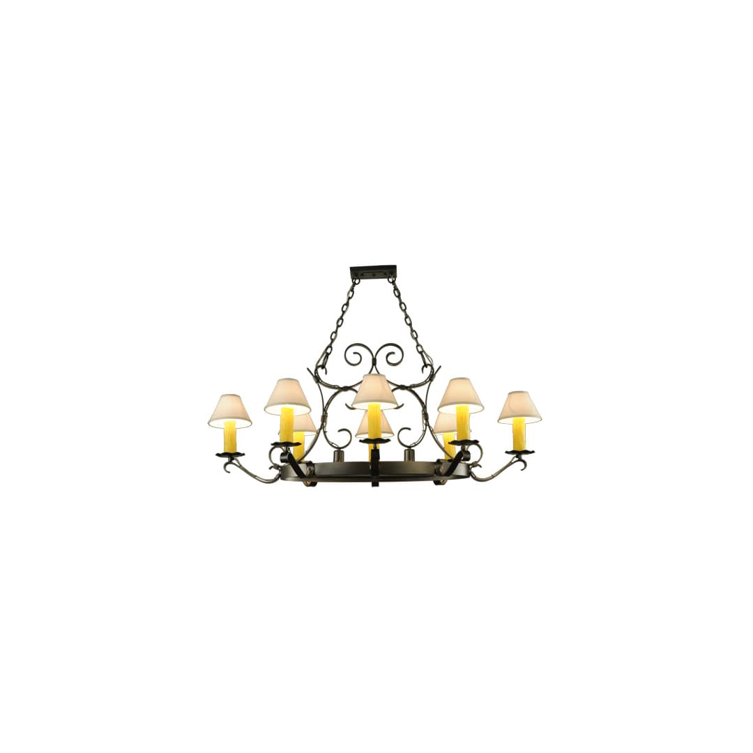 Hand forged 8 Light 39" Wide Ring Chandelier