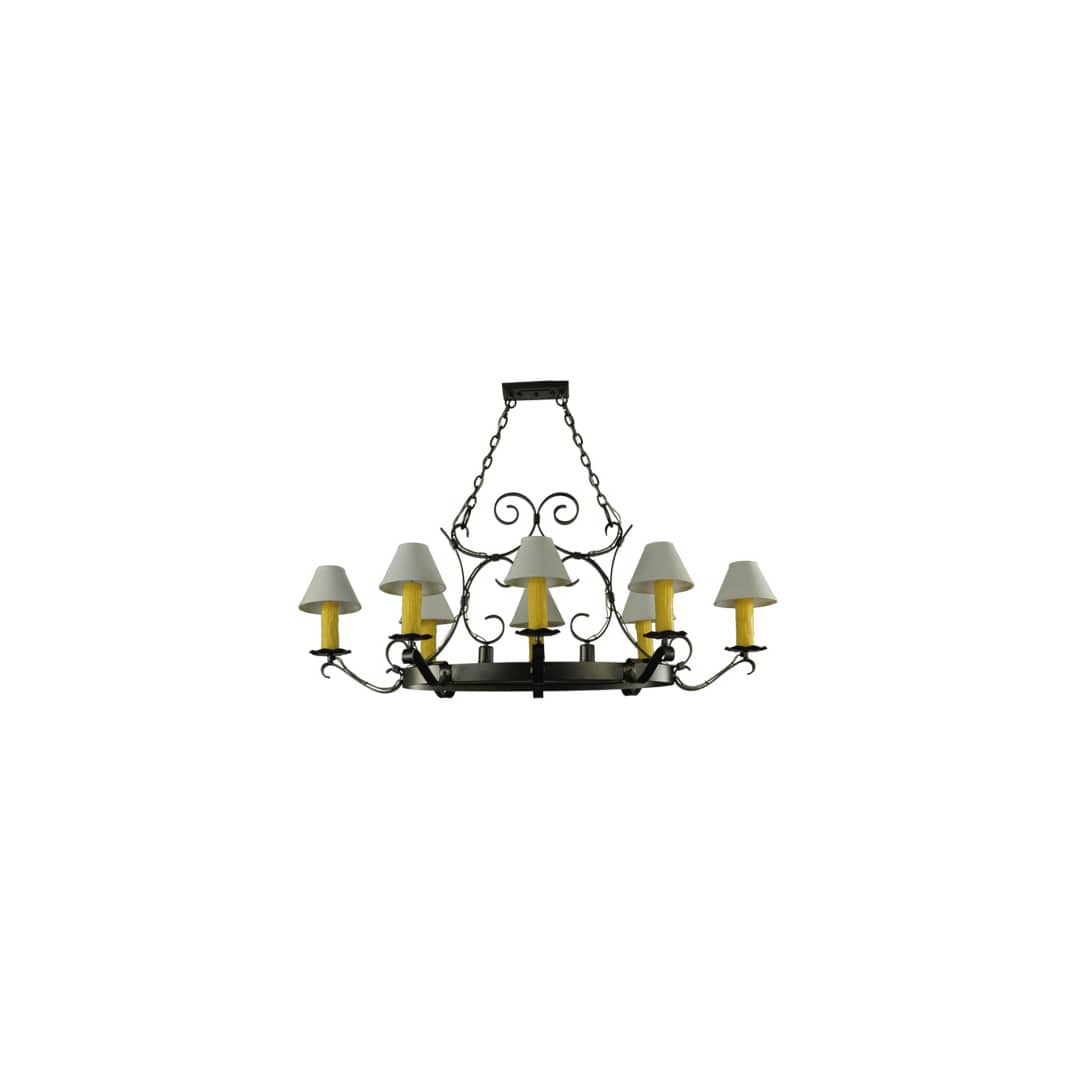 Hand forged 8 Light 39" Wide Ring Chandelier