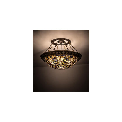Fleur-de-lis 4 Light 28" Wide Semi-Flush Bowl Ceiling Fixture - Copper Vein / Nu Gold Finish