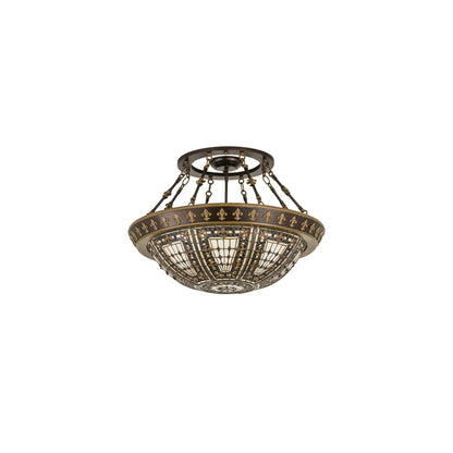 Fleur-de-lis 4 Light 28" Wide Semi-Flush Bowl Ceiling Fixture - Copper Vein / Nu Gold Finish