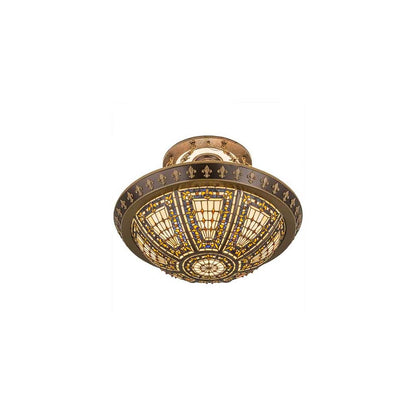 Fleur-de-lis 4 Light 28" Wide Semi-Flush Bowl Ceiling Fixture - Copper Vein / Nu Gold Finish