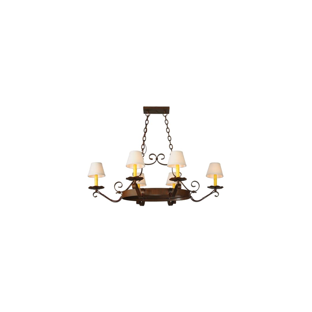 Hand forged 6 Light 32" Wide Ring Chandelier