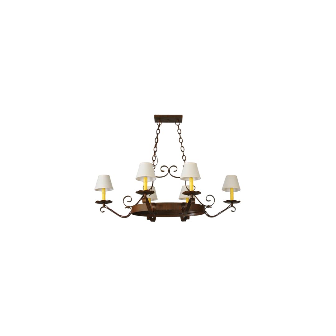 Hand forged 6 Light 32" Wide Ring Chandelier