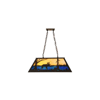 Moose at Lake 6 Light 17" Wide Linear Pendant