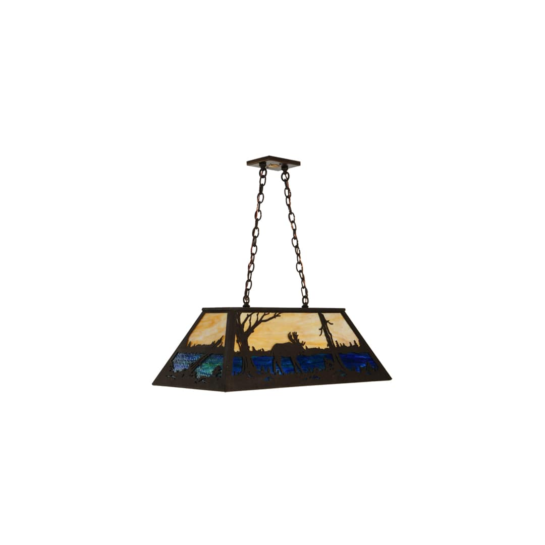Moose at Lake 6 Light 17" Wide Linear Pendant