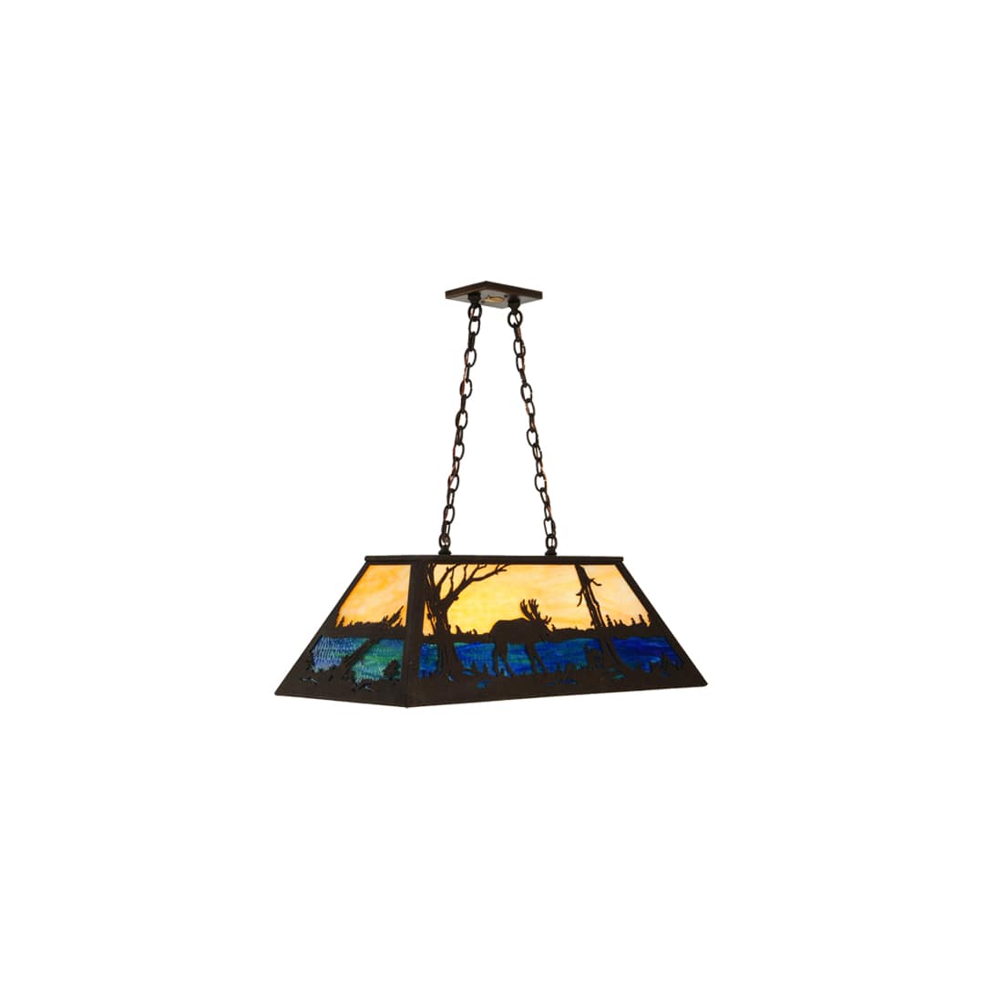 Moose at Lake 6 Light 17" Wide Linear Pendant