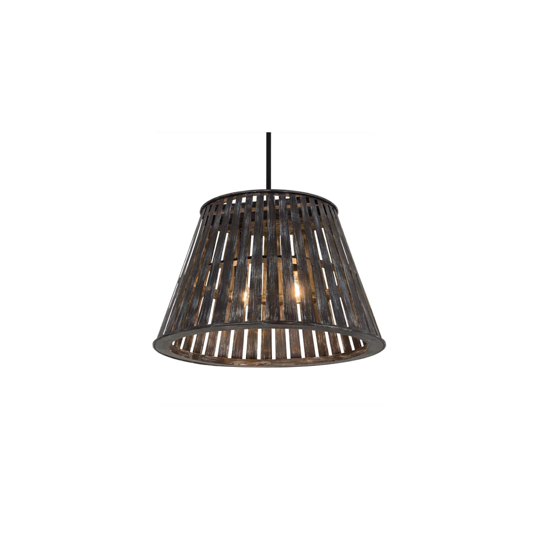 Peach Basket 2 Light 31" Wide Wood Pendant