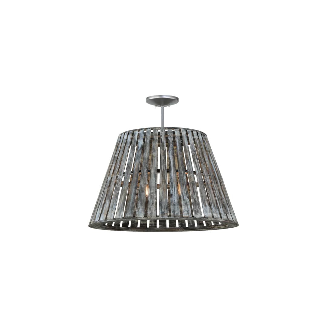 Peach Basket 2 Light 31" Wide Wood Pendant