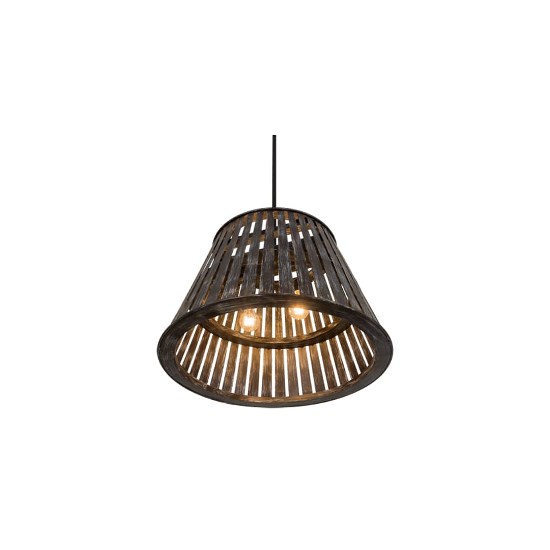 Peach Basket 2 Light 31" Wide Wood Pendant