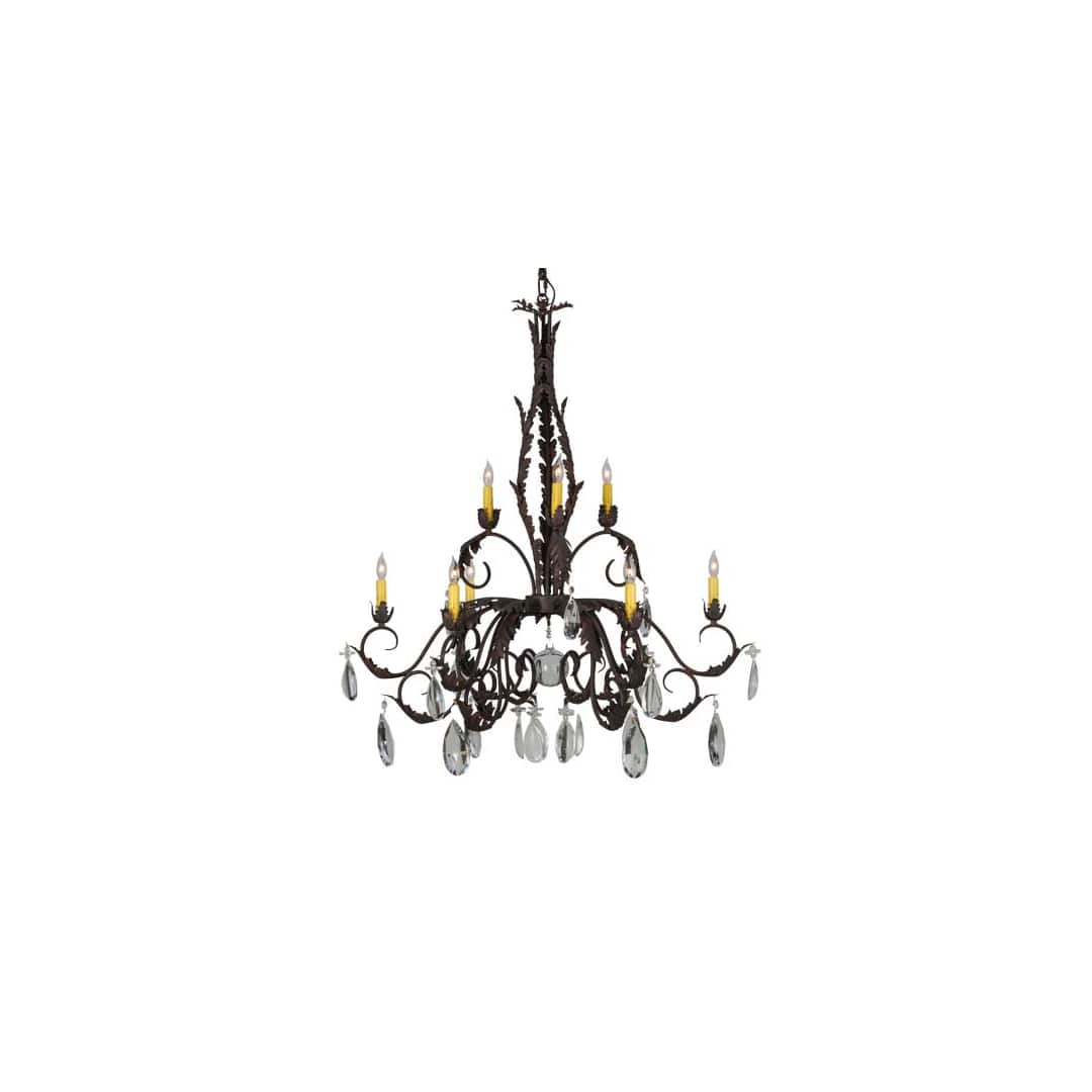 New Country French 9 Light 39" Wide Crystal Candle Style Chandelier
