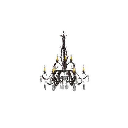 New Country French 9 Light 39" Wide Crystal Candle Style Chandelier