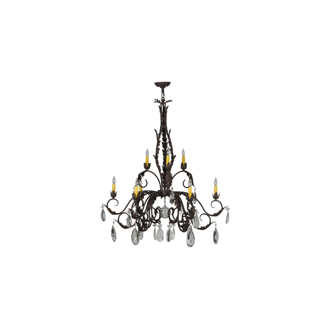 New Country French 9 Light 39" Wide Crystal Candle Style Chandelier