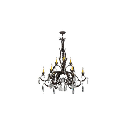 New Country French 9 Light 39" Wide Crystal Candle Style Chandelier
