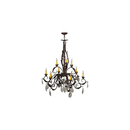 New Country French 9 Light 39" Wide Crystal Candle Style Chandelier