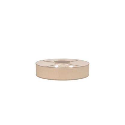 Cilindro 3 Light 36" Wide Semi-Flush Drum Ceiling Fixture with White Burlap Shade - Nickel Finish - GU24 Bulb Base