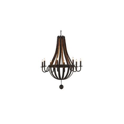 Barrel Stave Madera 8 Light 45" Wide Taper Candle Empire Chandelier