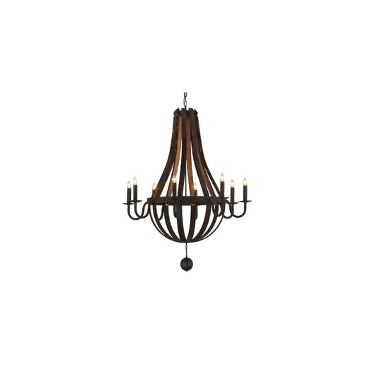 Barrel Stave Madera 8 Light 45" Wide Taper Candle Empire Chandelier