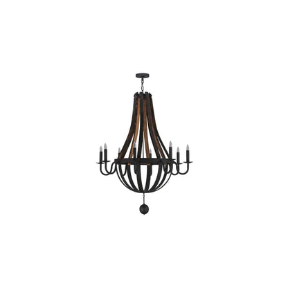 Barrel Stave Madera 8 Light 45" Wide Taper Candle Empire Chandelier