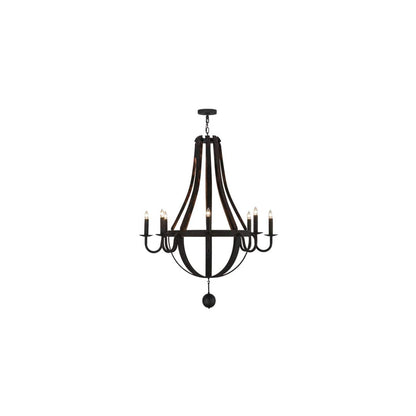 Barrel Stave Madera 8 Light 45" Wide Taper Candle Empire Chandelier