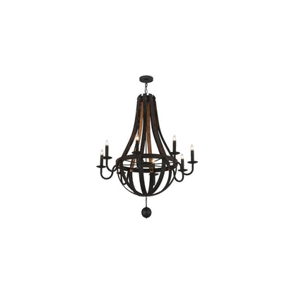 Barrel Stave Madera 8 Light 45" Wide Taper Candle Empire Chandelier