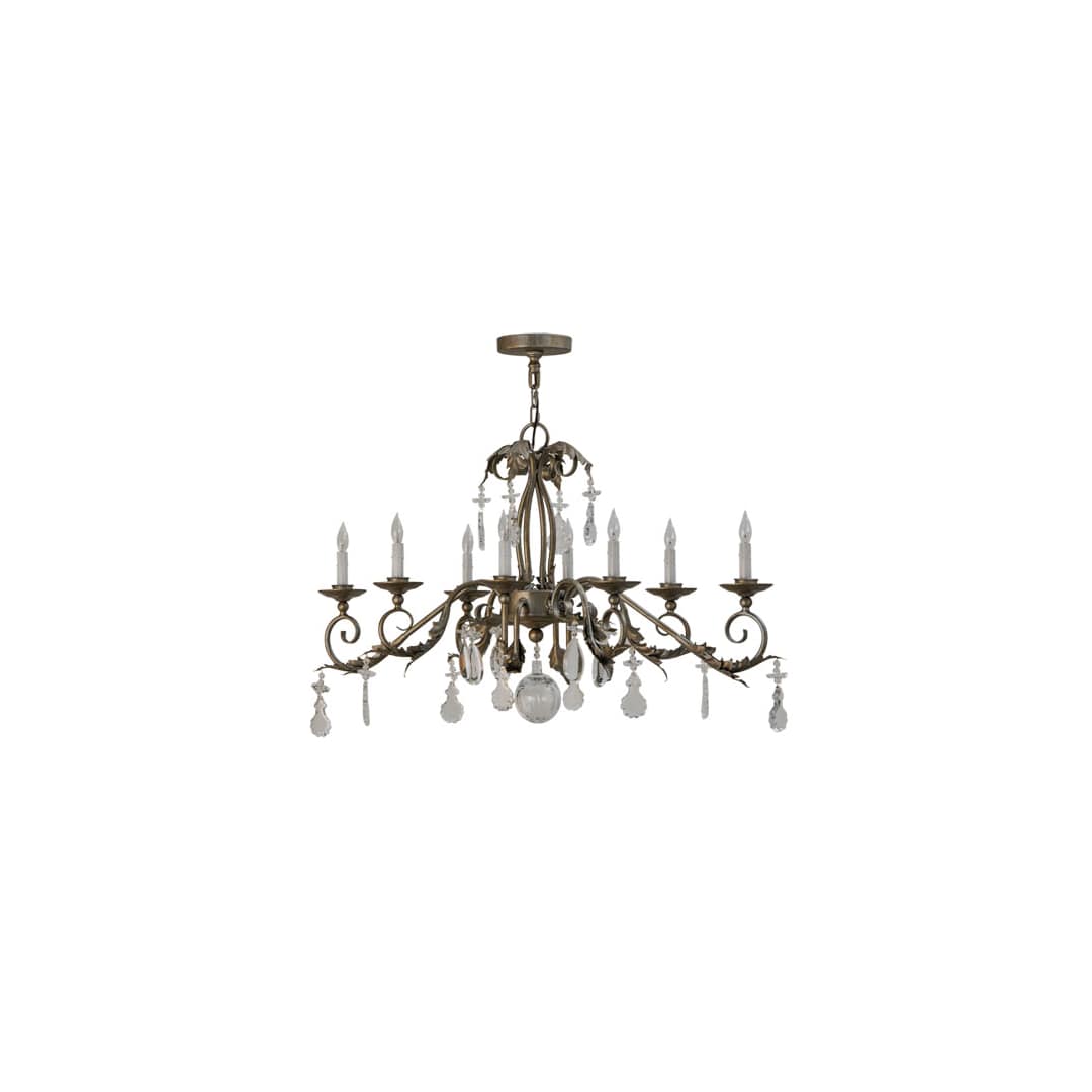 Long Windsor 8 Light 17" Wide Crystal Candle Style Chandelier