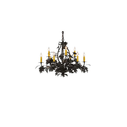 Oak Leaf and Acorn 9 Light 32" Wide Taper Candle Style Chandelier