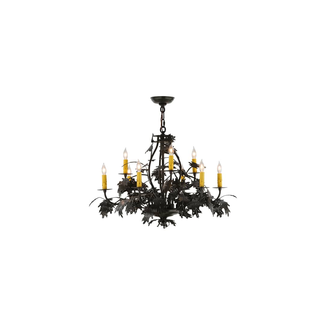 Oak Leaf and Acorn 9 Light 32" Wide Taper Candle Style Chandelier