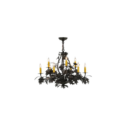 Oak Leaf and Acorn 9 Light 32" Wide Taper Candle Style Chandelier