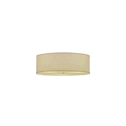 Cilindro 3 Light 36" Wide Semi-Flush Drum Ceiling Fixture with White Burlap Shade - Nickel Finish - GX24q-3 Bulb Base