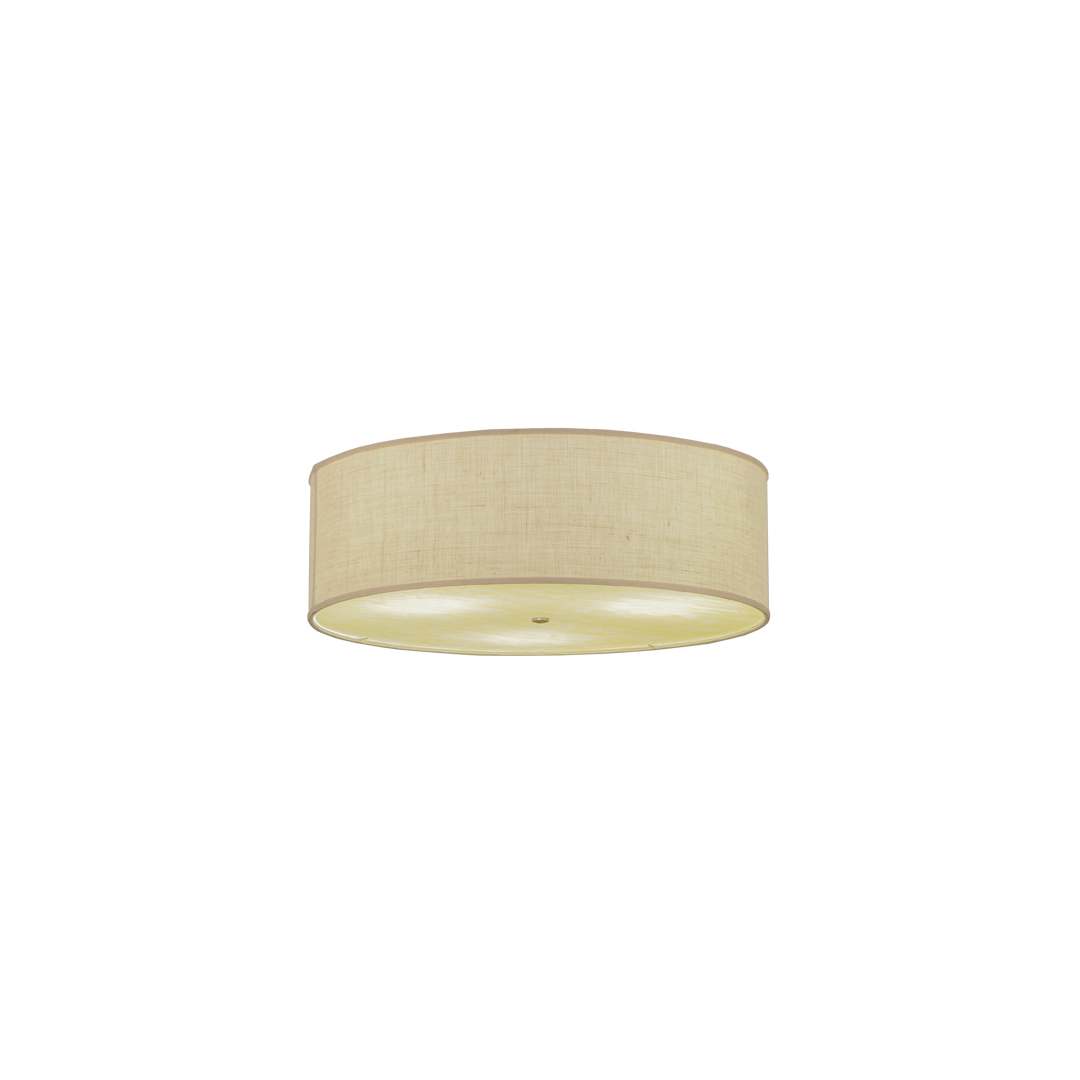 Cilindro 3 Light 36" Wide Semi-Flush Drum Ceiling Fixture with White Burlap Shade - Nickel Finish - GX24q-3 Bulb Base