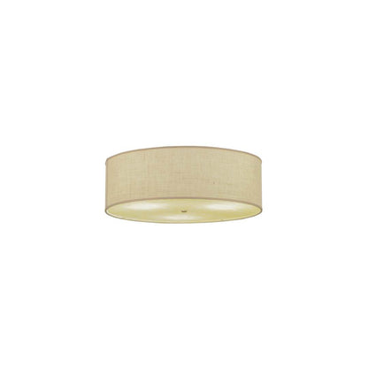 Cilindro 3 Light 36" Wide Semi-Flush Drum Ceiling Fixture with White Burlap Shade - Nickel Finish - GX24q-3 Bulb Base