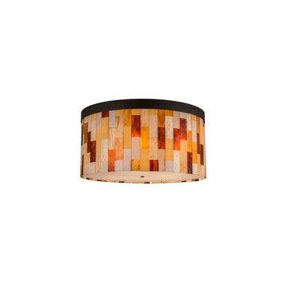Cilindro Calico 6 Light 24" Tall Flush Mount Drum Ceiling Fixture - Oil Rubbed Bronze Finish