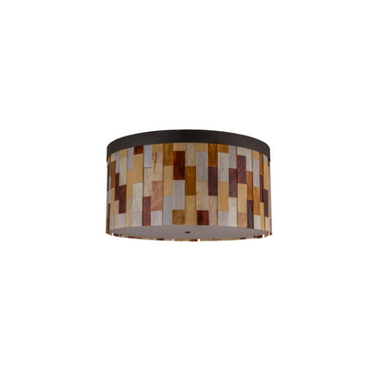 Cilindro Calico 6 Light 24" Tall Flush Mount Drum Ceiling Fixture - Oil Rubbed Bronze Finish