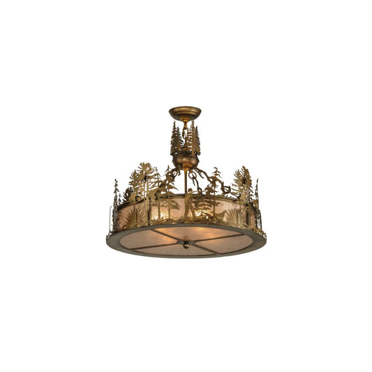 Quail Hunter with Dog 4 Light 24" Wide Pendant