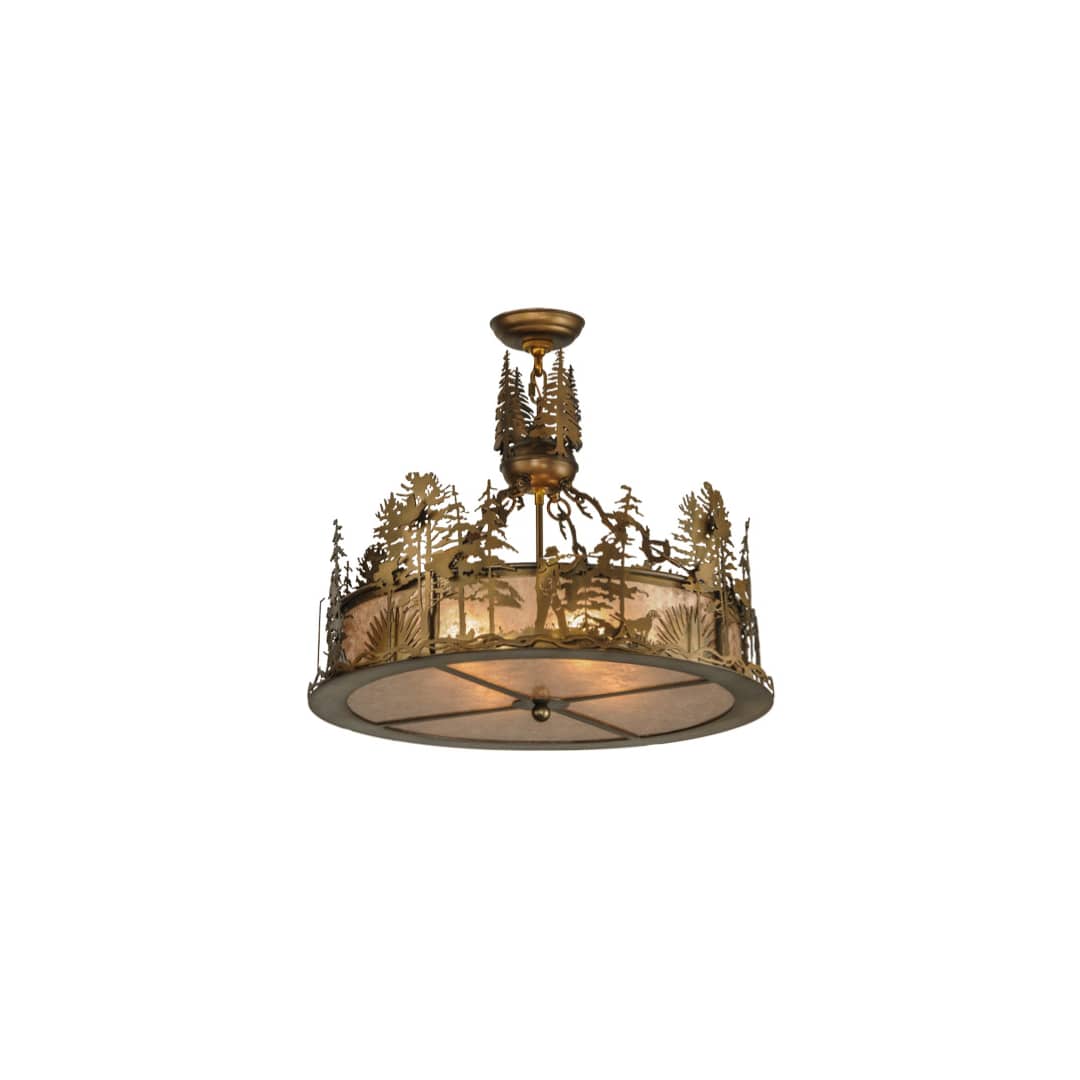 Quail Hunter with Dog 4 Light 24" Wide Pendant