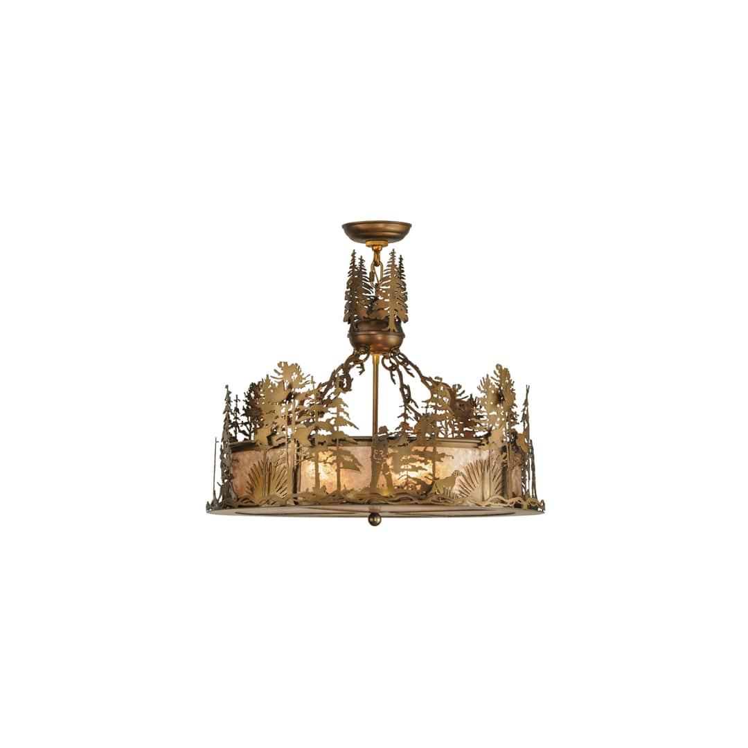 Quail Hunter with Dog 4 Light 24" Wide Pendant