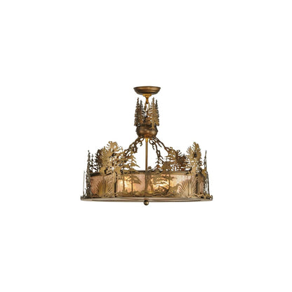 Quail Hunter with Dog 4 Light 24" Wide Pendant
