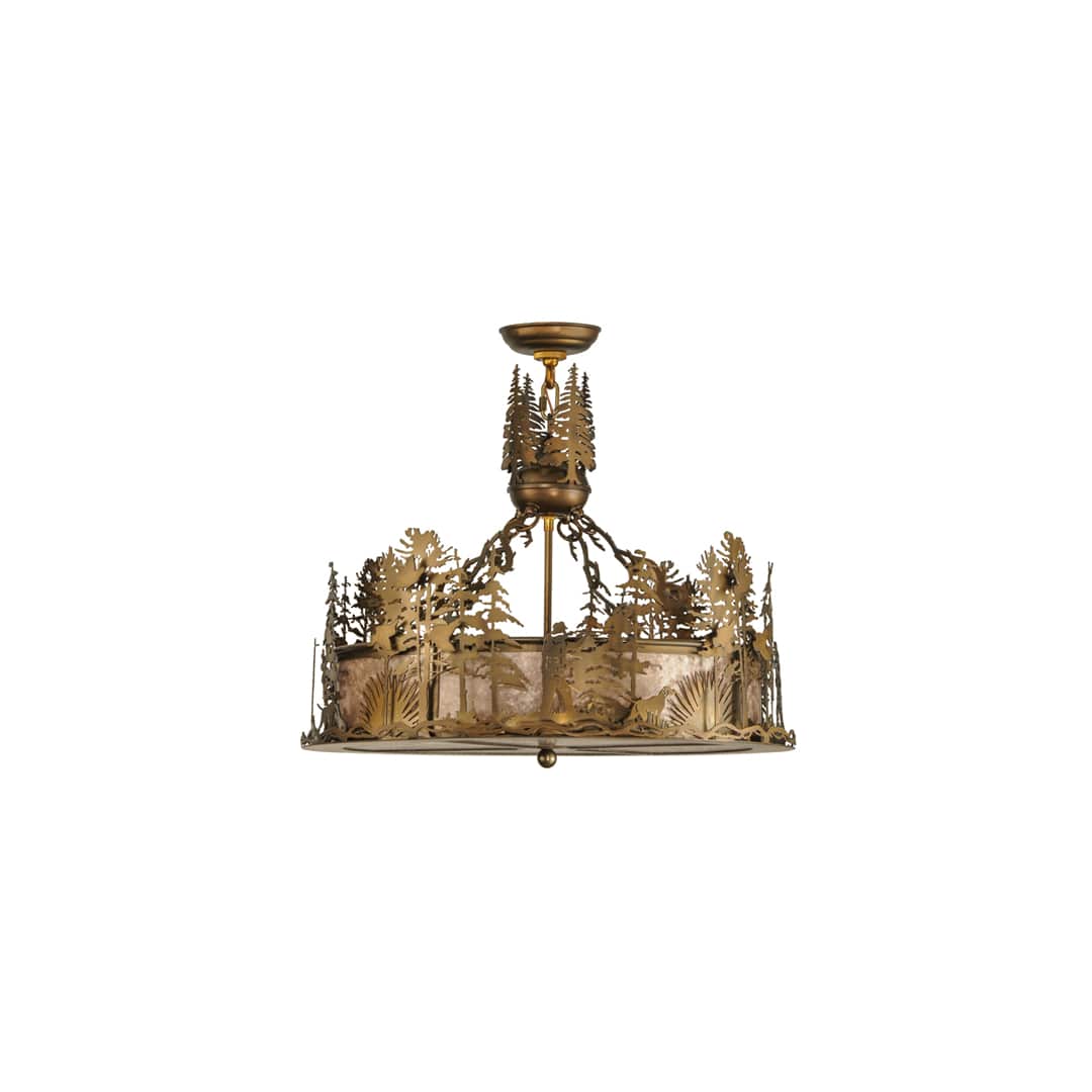 Quail Hunter with Dog 4 Light 24" Wide Pendant