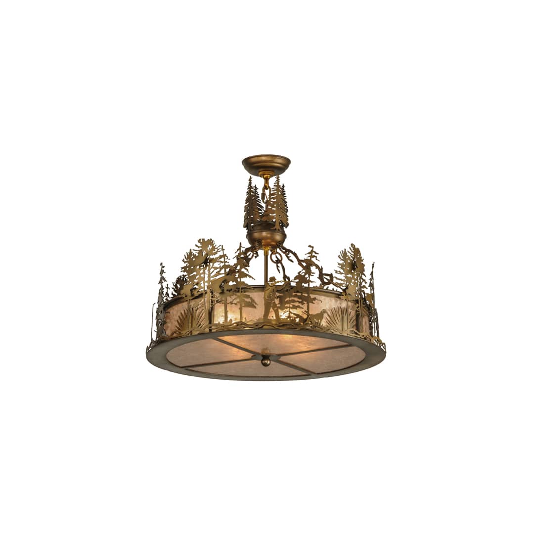 Quail Hunter with Dog 4 Light 24" Wide Pendant