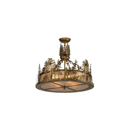Quail Hunter with Dog 4 Light 24" Wide Pendant