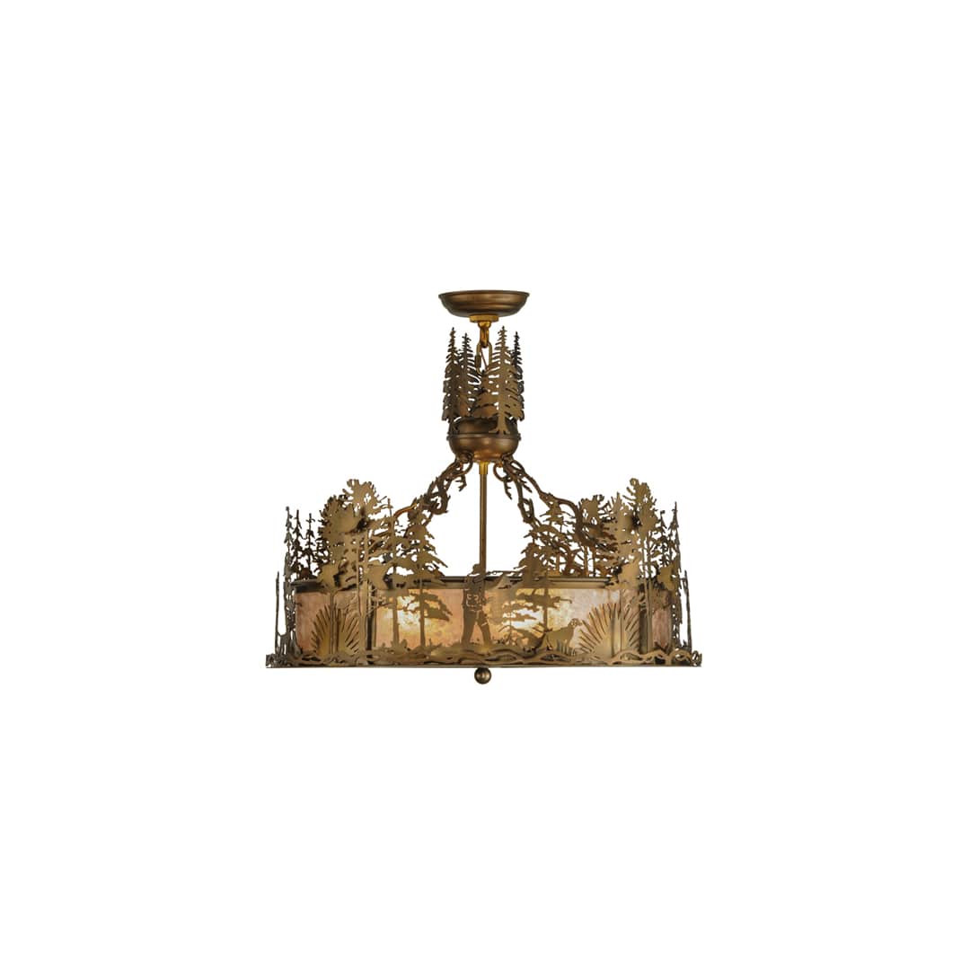 Quail Hunter with Dog 4 Light 24" Wide Pendant